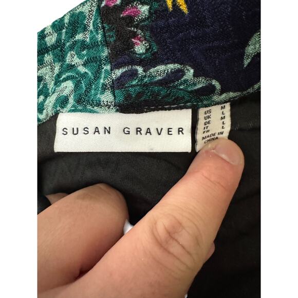 Susan Graver Regular Printed Novelty Knit Jacket w/ Shawl Collar Jade/Copper M - Picture 12 of 13